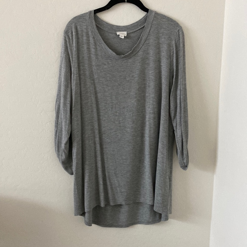 Women’s Grey Jersey Oversized Emberly Long Sleeved Blouse Top Sz Large